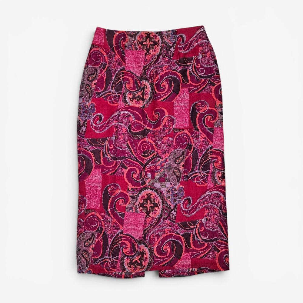 Y2k Paisley Skirt Boho Fairycore Maxi Pink Patchwork Clio - Size 10